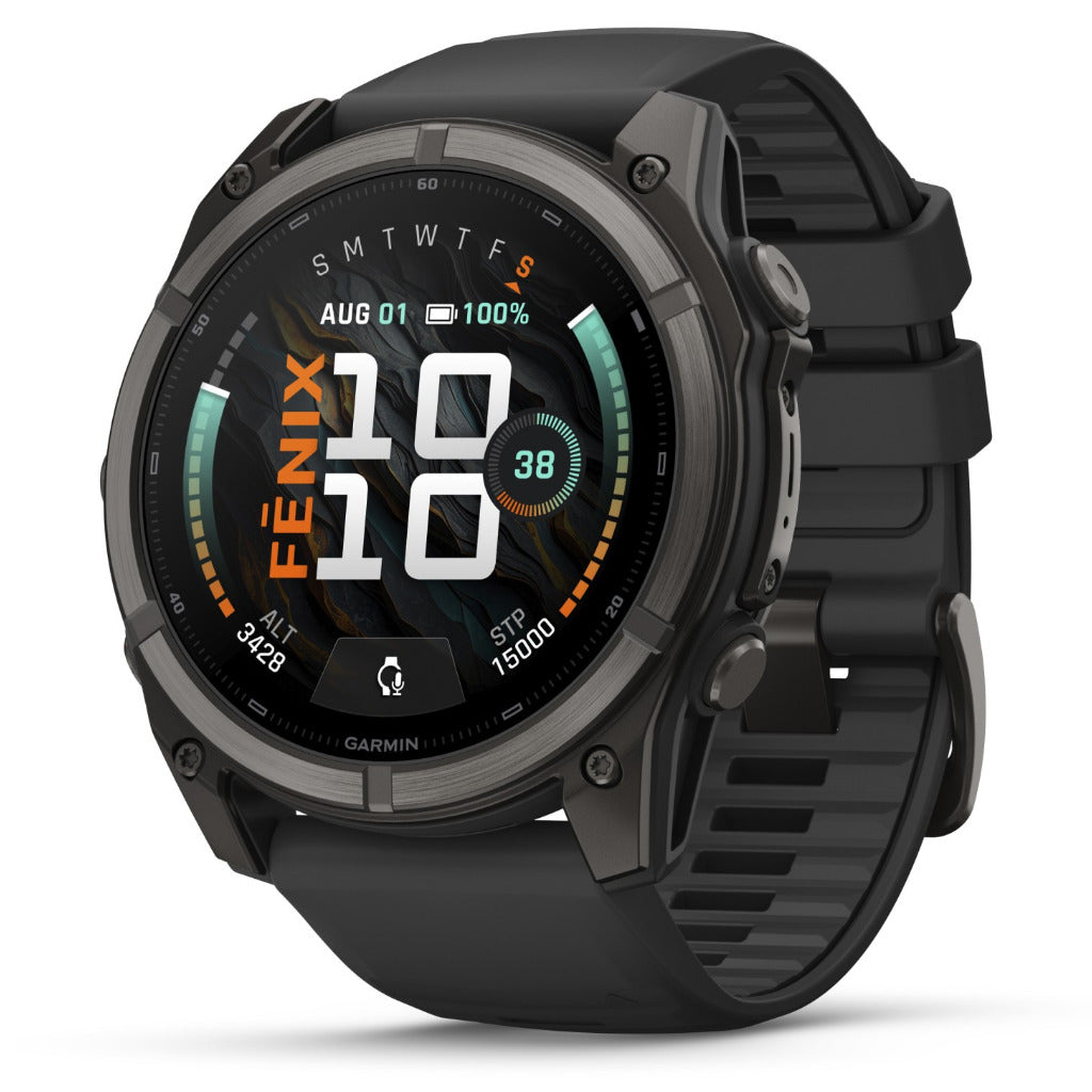 Garmin Fenix® 9 - 51mm, Carbon Grey DLC Titanium with Black Silicone Band Watch 010-04763-11