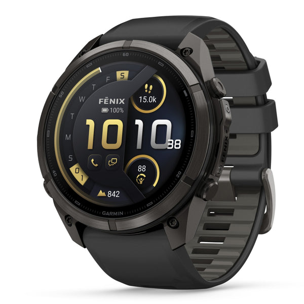 Garmin Fenix® 9 Pro - inReach®, 51mm, Carbon Gray DLC Titanium with Black/Pebble Grey Silicone Band Watch 010-04337-11