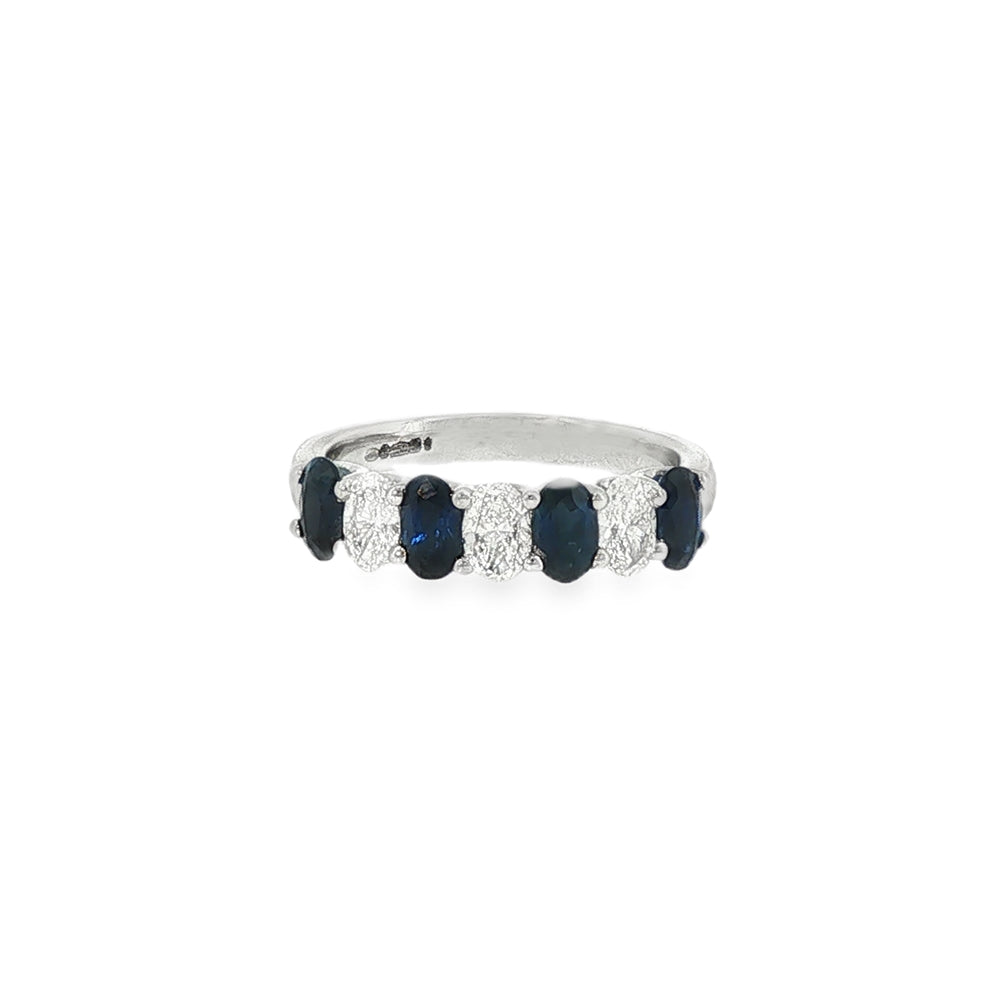 Sapphire & Diamond Oval Cut Platinum Eternity Ring
