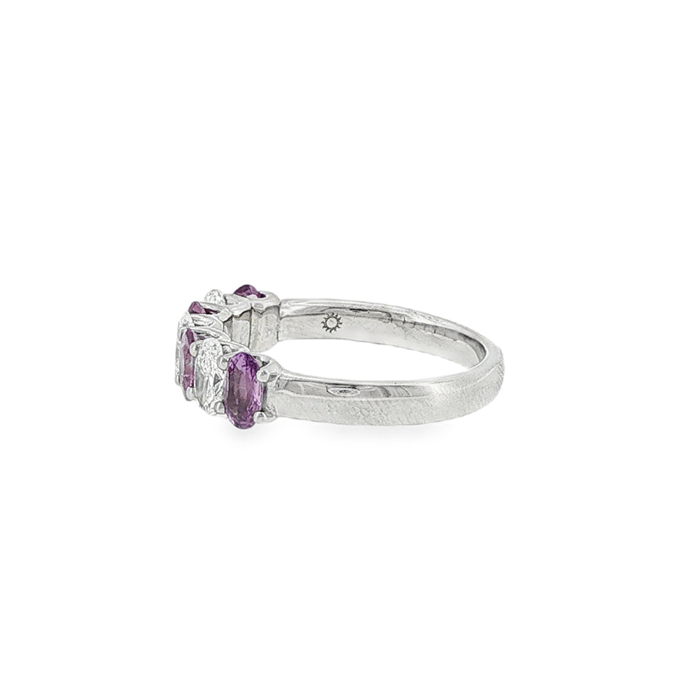 Purple Sapphire & Diamond Oval Cut Platinum Eternity Ring