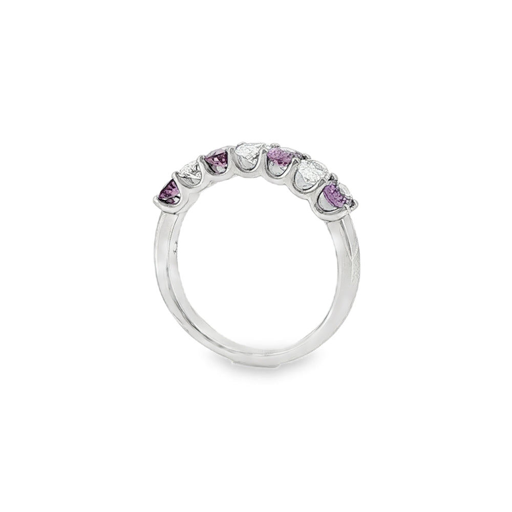 Purple Sapphire & Diamond Oval Cut Platinum Eternity Ring