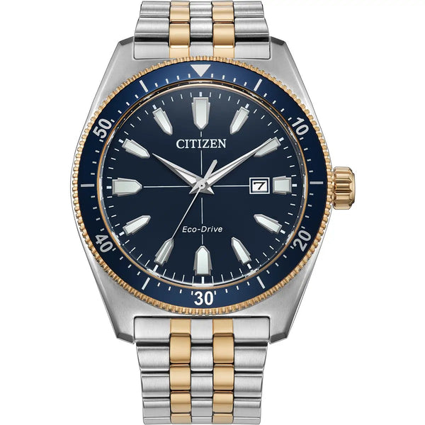 Citizen Eco-Drive Sport, 43mm Blue Dial Two Tone Watch AW1911-53E