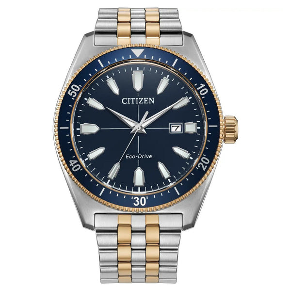 Citizen Eco-Drive Sport, 43mm Blue Dial Two Tone Watch AW1911-53E