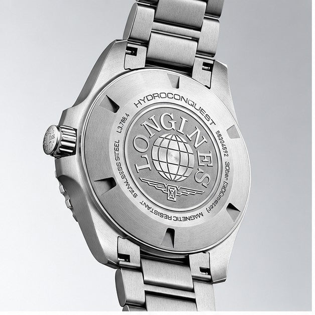 Longines HydroConquest Black 42mm Steel Bracelet Watch L3.788.4.56.6
