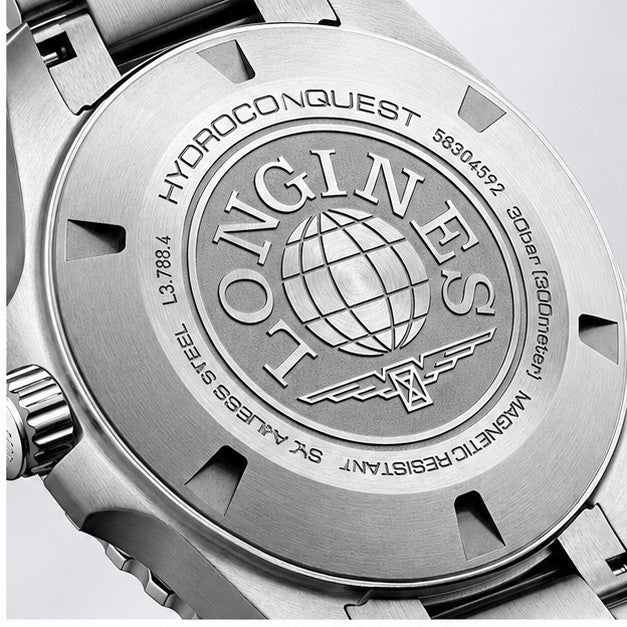 Longines HydroConquest Black 42mm Steel Bracelet Watch L3.788.4.56.6