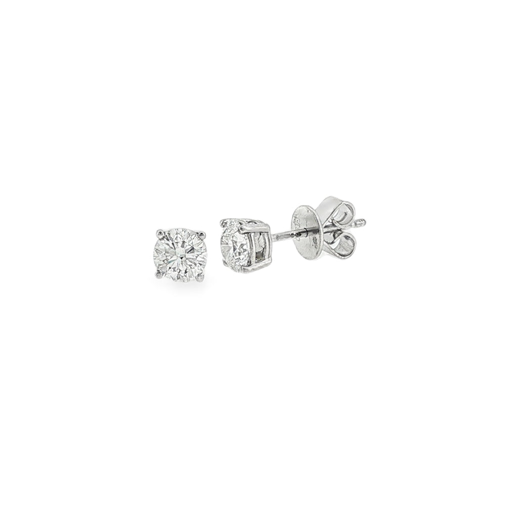 Lab Grown 1.08ct Round Brilliant Cut Diamond, Platinum Stud Earrings