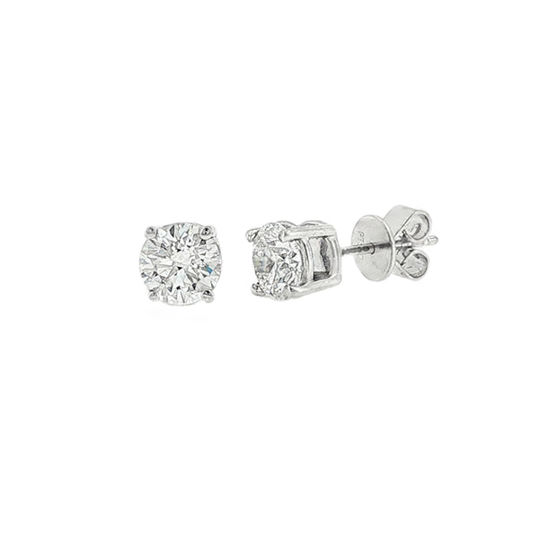 Lab Grown 2.04ct Round Brilliant Cut Diamond, Platinum Stud Earrings