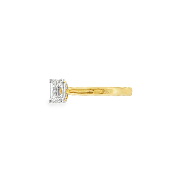 Emerald Cut 0.52ct, 18ct Yellow Gold & Platinum Ring