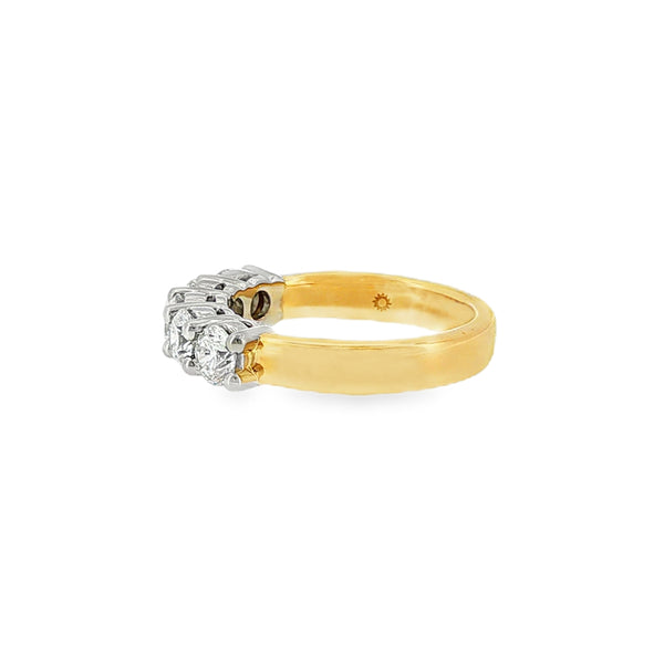 Round Brilliant Cut 1.50ct Five Stone Diamond, 18ct Yellow Gold & Platinum Ring