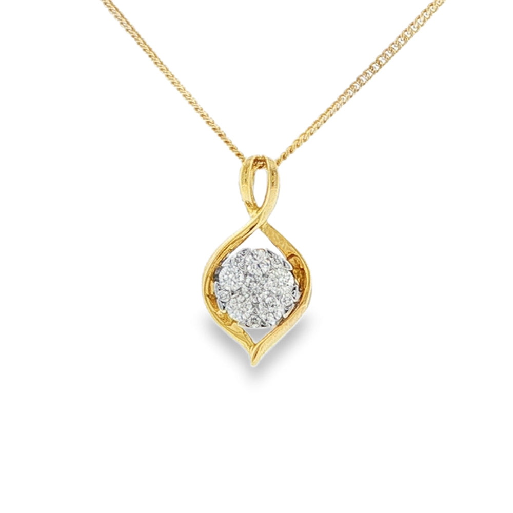 Diamond Cluster 0.22ct, 18ct Yellow Gold Pendant
