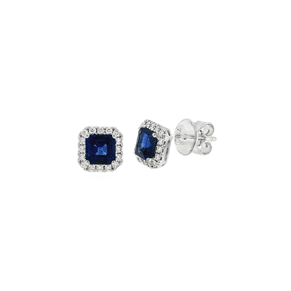 Sapphire & Diamond 1.56ct, 18ct White Gold Stud Earrings
