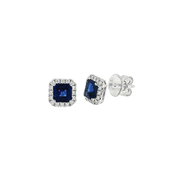 Sapphire & Diamond 1.56ct, 18ct White Gold Stud Earrings