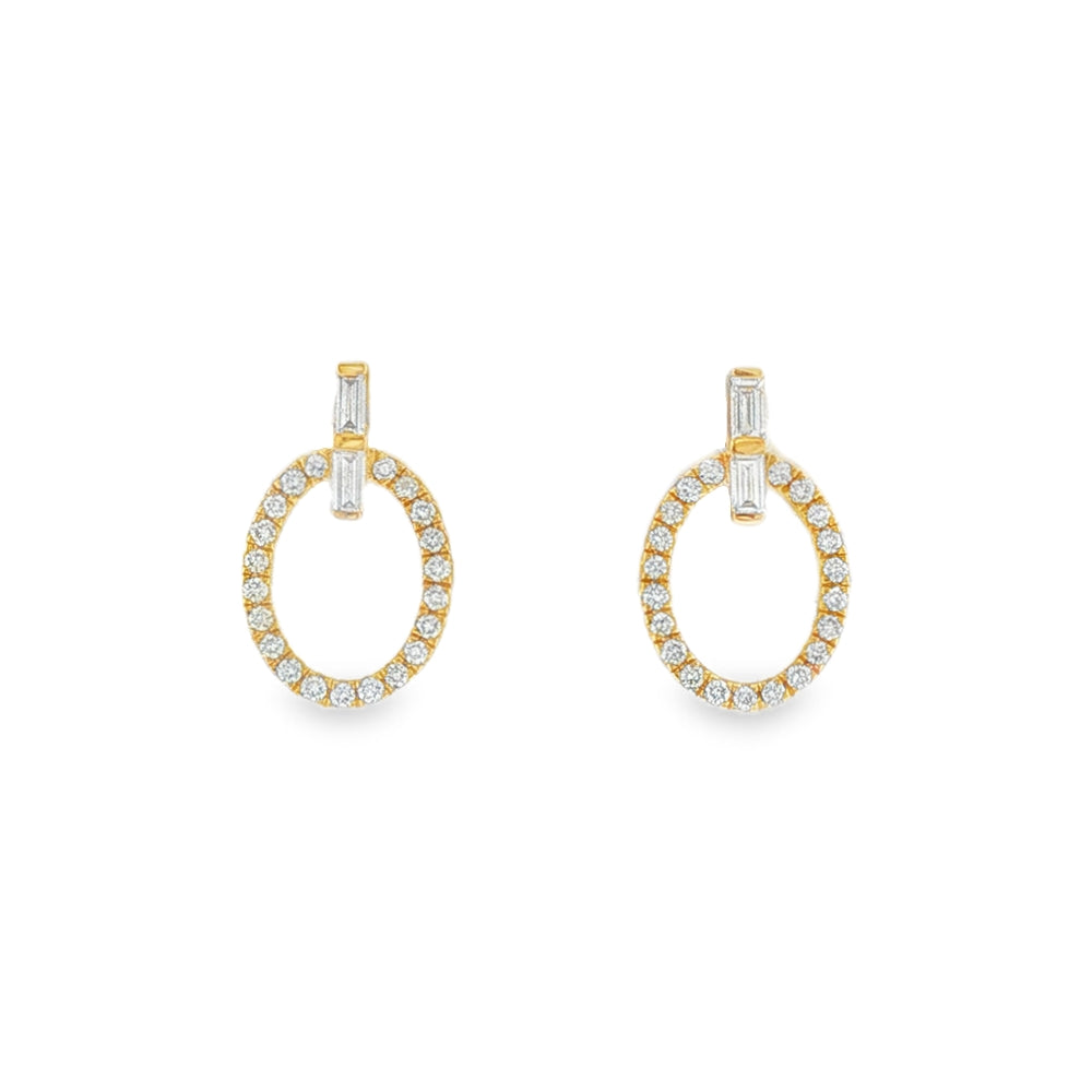 Diamond Oval Outline 0.33ct, 18ct Yellow Gold Stud Earrings