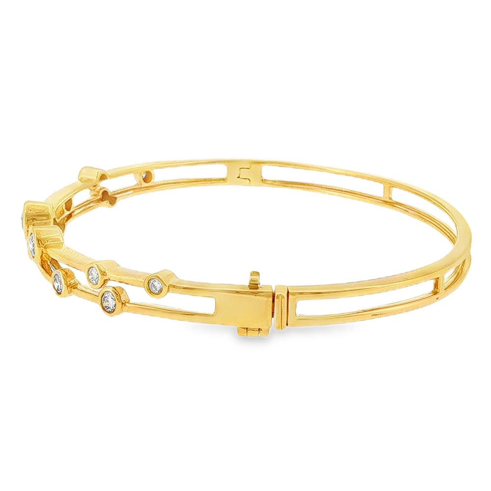 Diamond Bubble Style 0.79ct, 18ct Yellow Gold Bangle