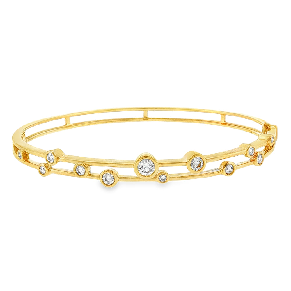 Diamond Bubble Style 0.79ct, 18ct Yellow Gold Bangle