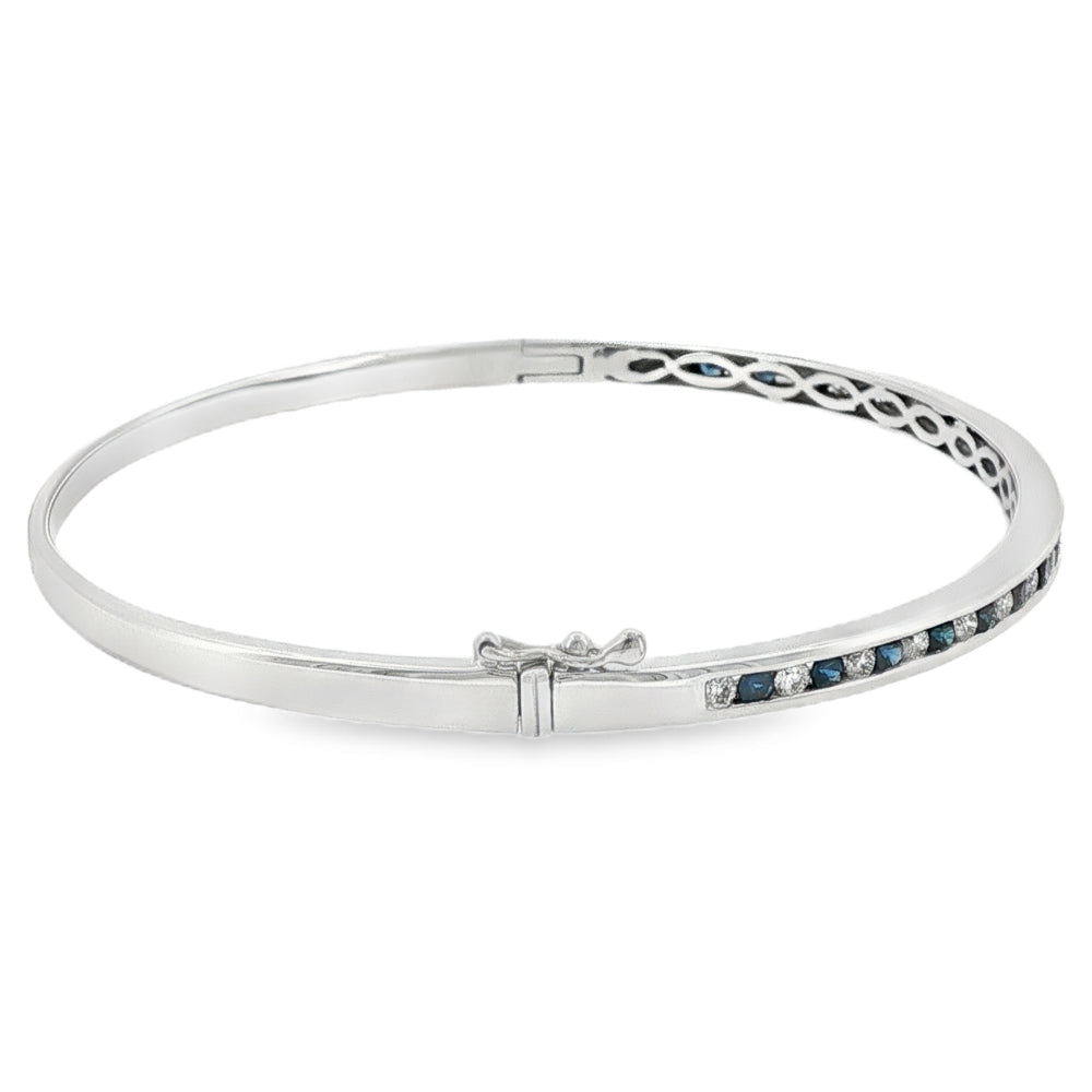 Sapphire & Diamond 0.64ct, 18ct White Gold Bangle