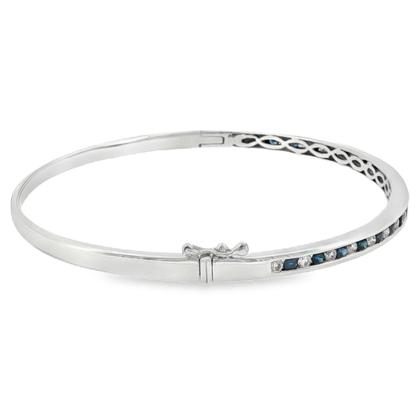 Sapphire & Diamond 0.64ct, 18ct White Gold Bangle