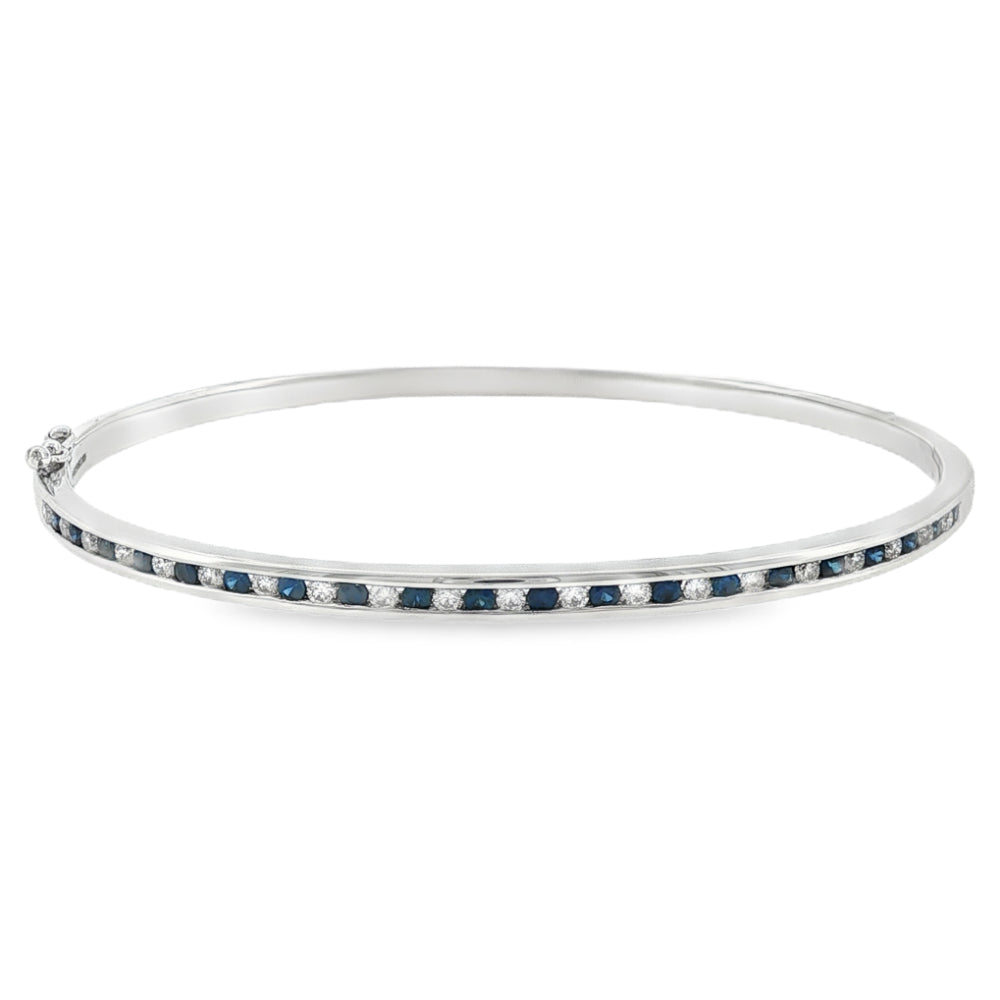 Sapphire & Diamond 0.64ct, 18ct White Gold Bangle