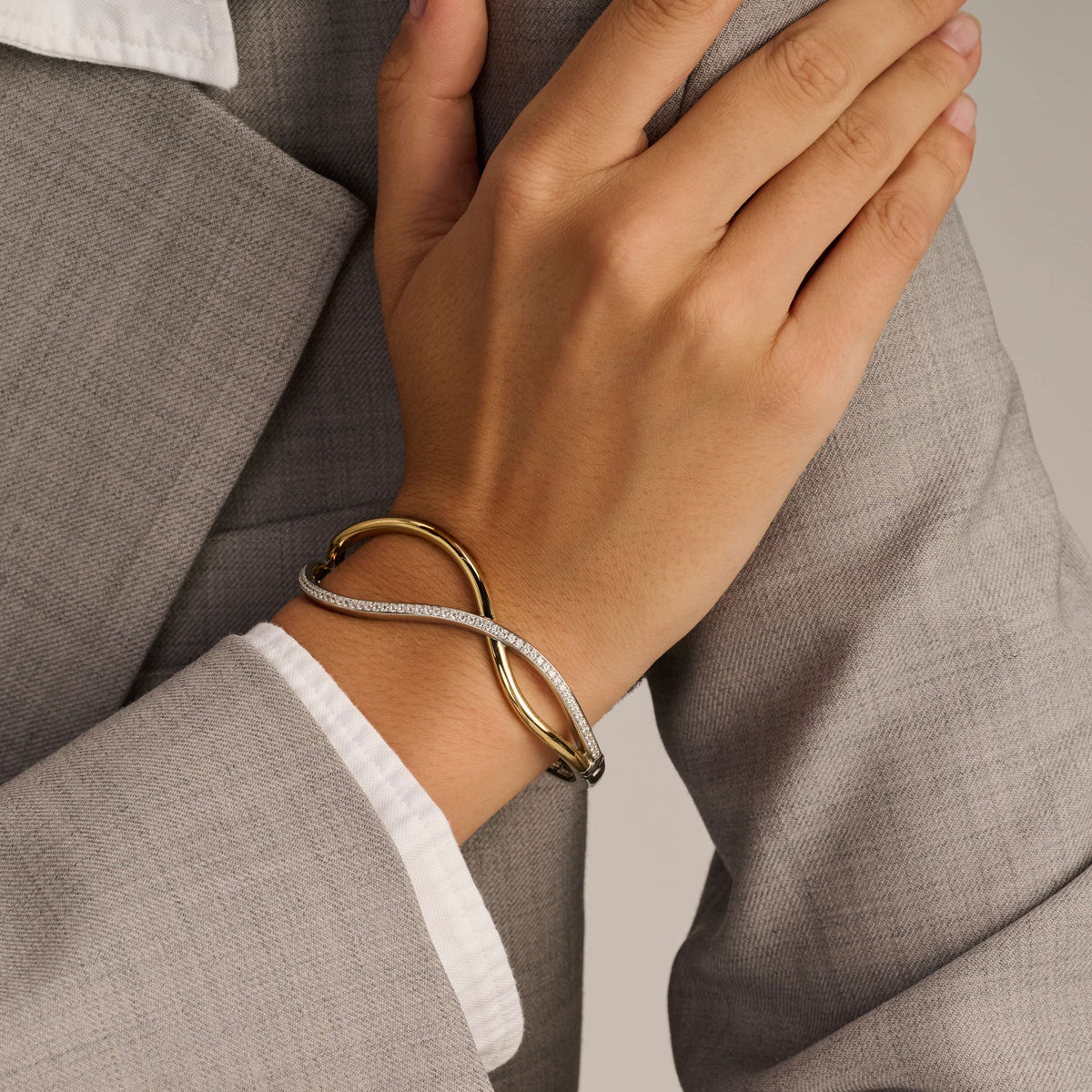 Ti Sento Organic Open Zirconia Bangle