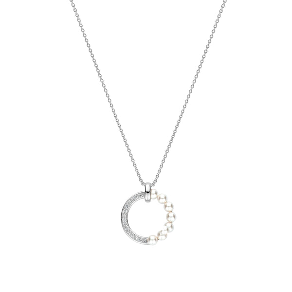 Ti Sento Pearl Zirconia Circle Necklace