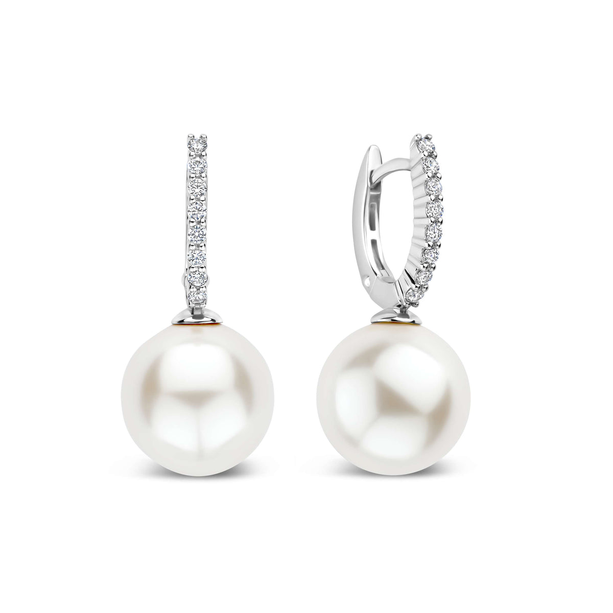 Ti Sento Icon Pearl Hoops Silver