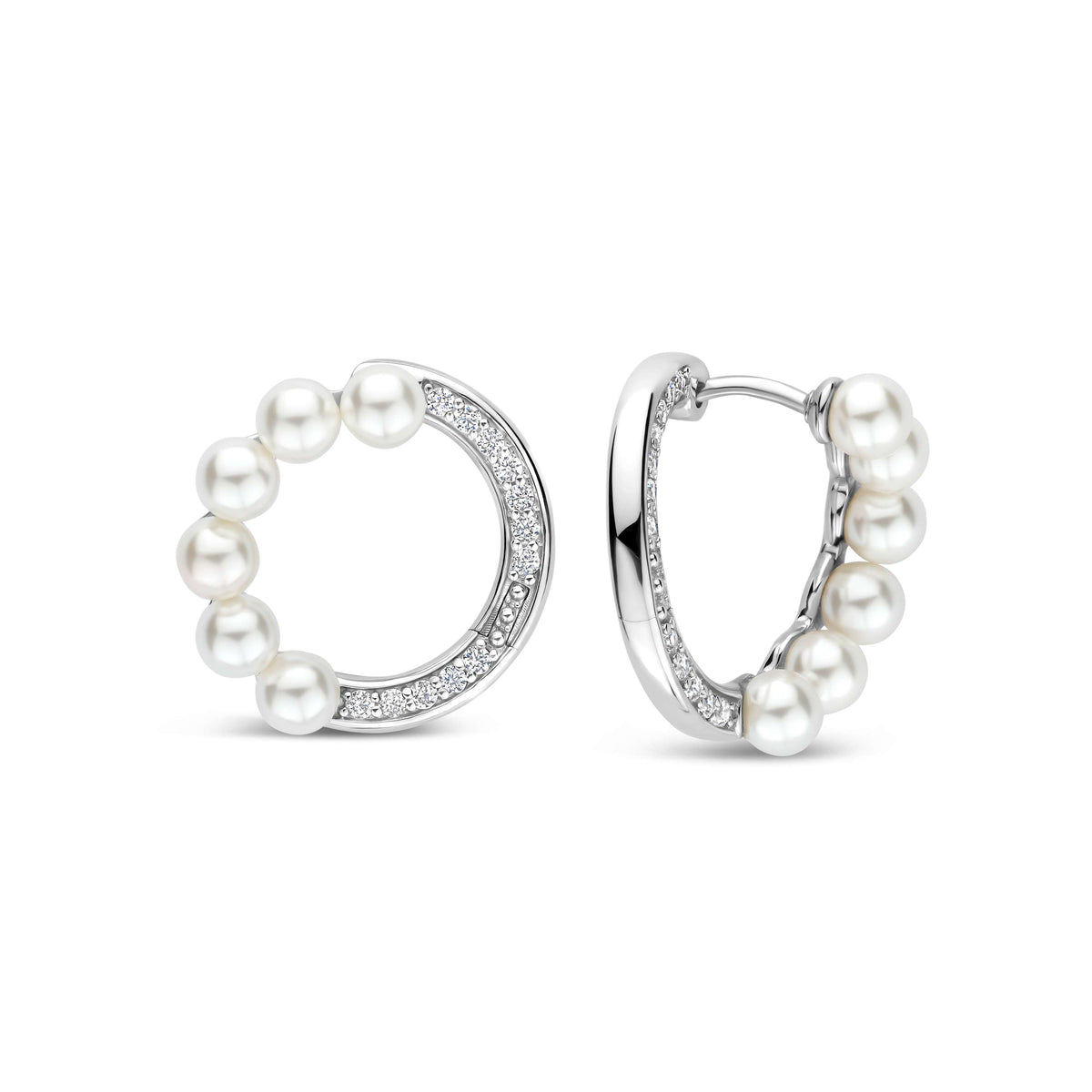 Ti Sento Pearl Zirconia Circle Earrings
