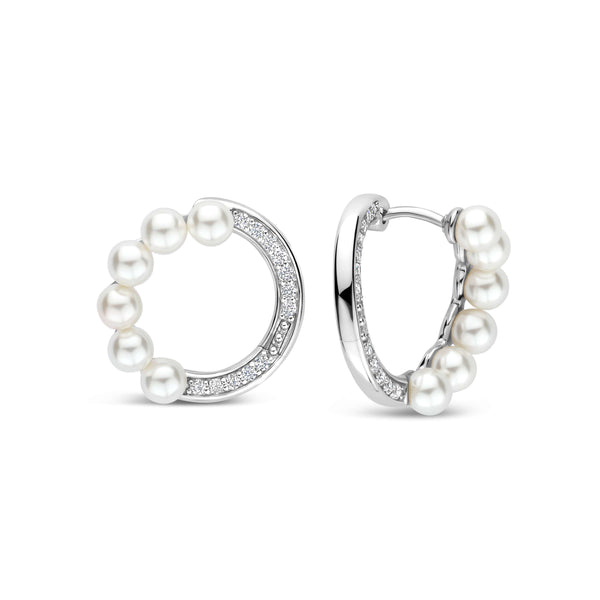Ti Sento Pearl Zirconia Circle Earrings