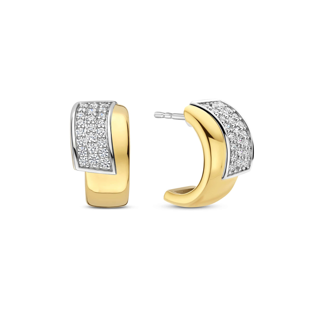 Ti Sento Contrast Twisted Zirconia Earrings