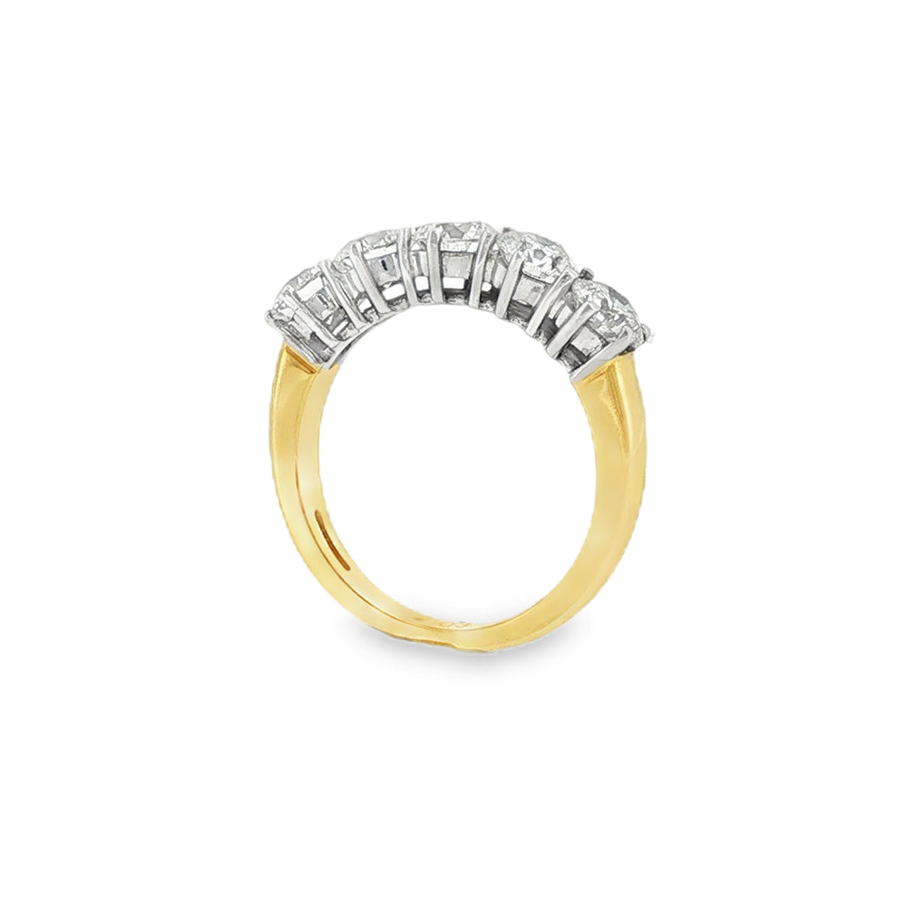 Round Brilliant Cut 2.03ct Five Stone Diamond, 18ct Yellow & White Gold Ring