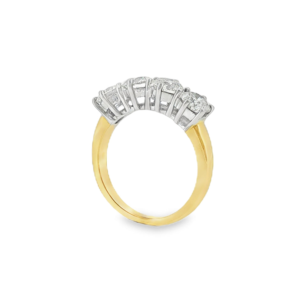 Round Brilliant Cut 2.08ct Four Stone Diamond, 18ct Yellow & White Ring