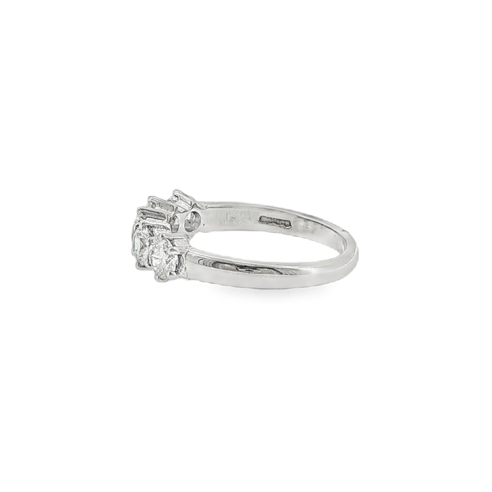 Round Brilliant Cut 1.20ct Five Stone Diamond, Platinum Ring