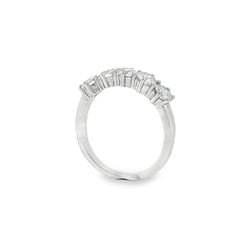 Round Brilliant Cut 1.20ct Five Stone Diamond, Platinum Ring