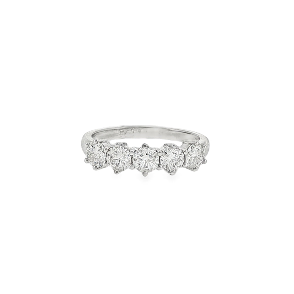 Round Brilliant Cut 1.20ct Five Stone Diamond, Platinum Ring
