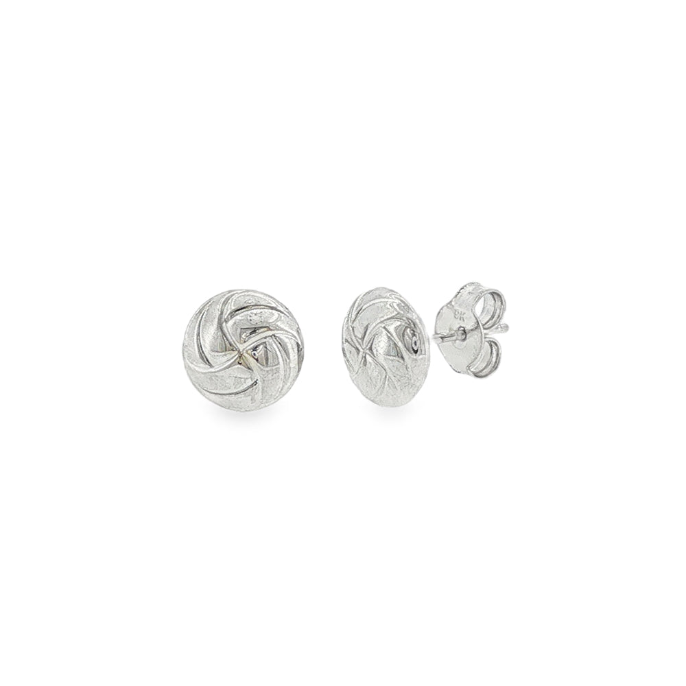 Swirl Dome 10mm, 9ct White Gold Stud Earrings