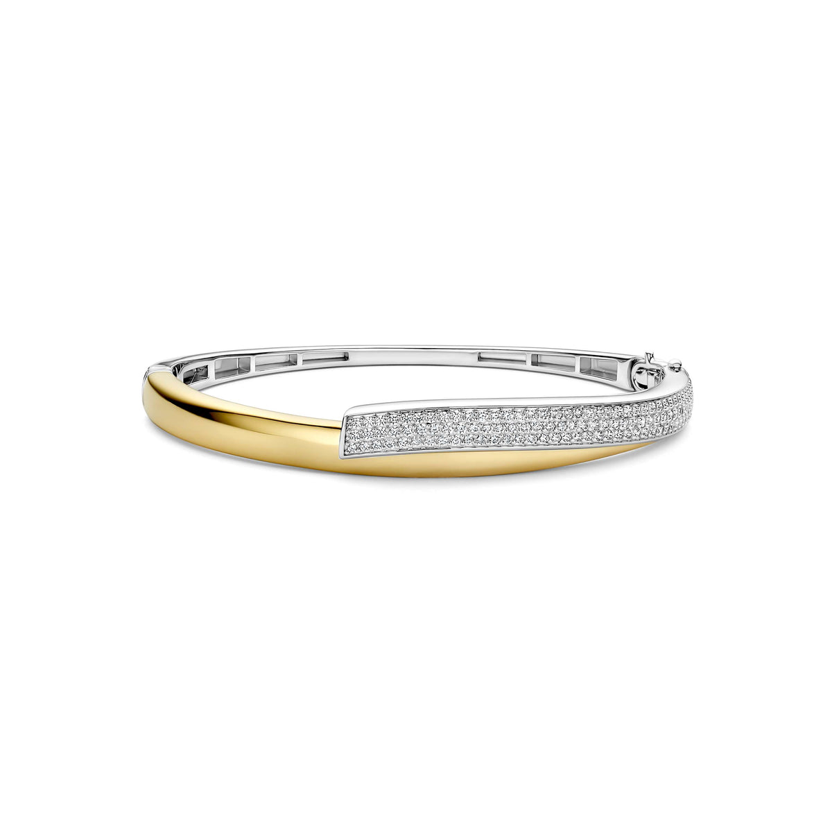 Ti Sento Contrast Twisted Zirconia Bangle