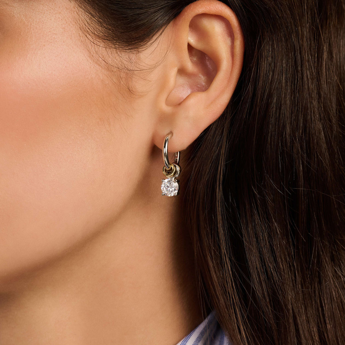 Ti Sento Zirconia Charm Hoops