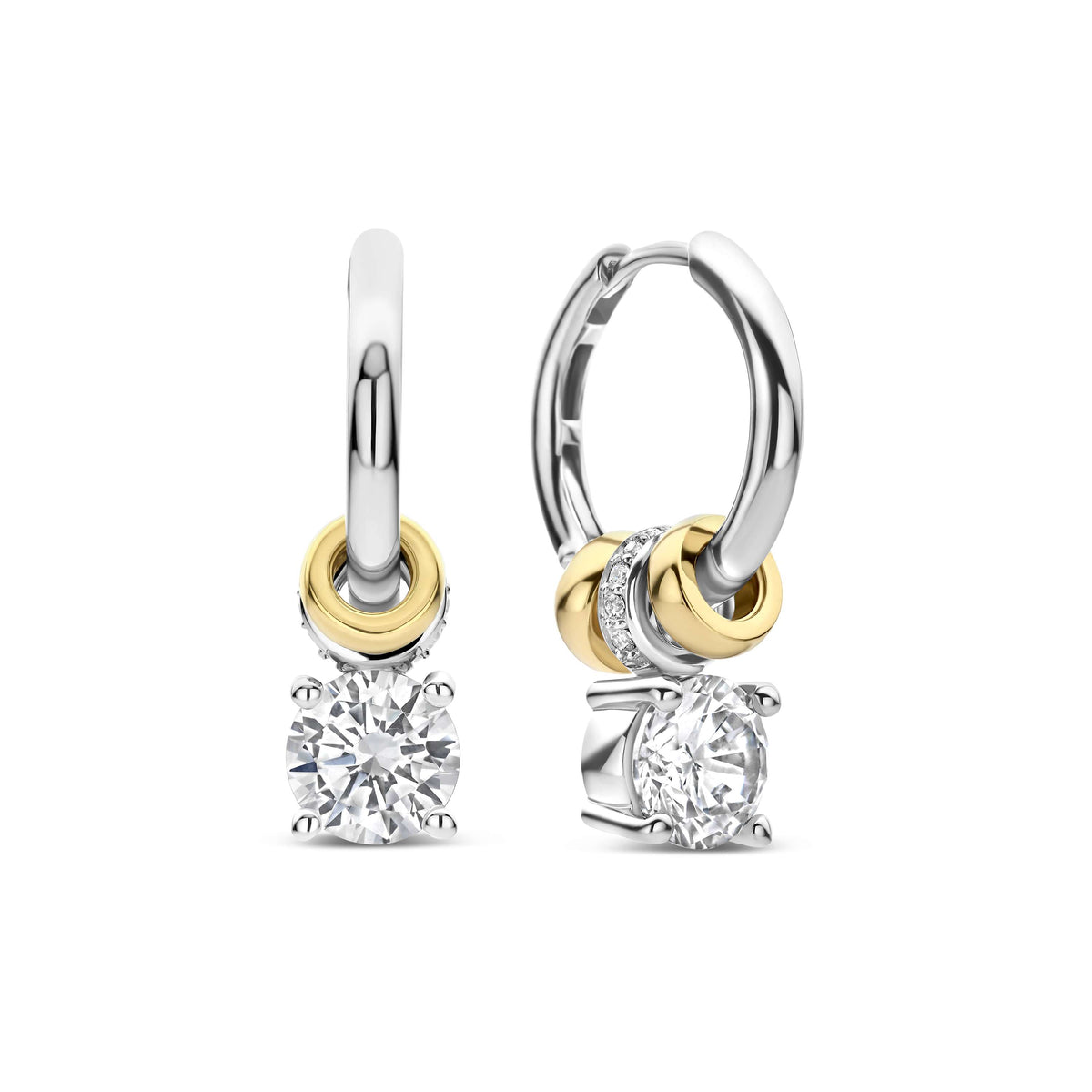Ti Sento Zirconia Charm Hoops
