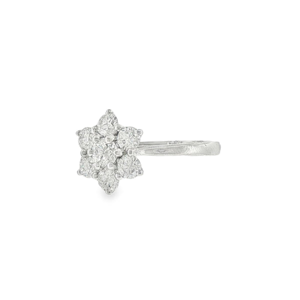 Diamond Round Brilliant Cut 1.04ct, Platinum Flower Cluster Ring