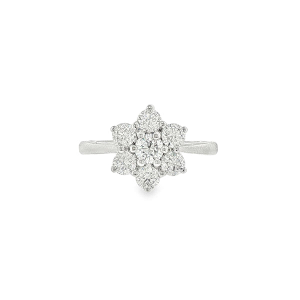 Diamond Round Brilliant Cut 1.04ct, Platinum Flower Cluster Ring