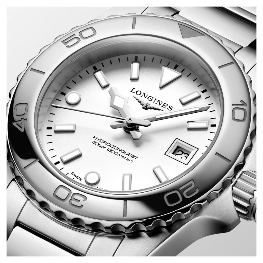 Longines HydroConquest Quartz White 30mm Watch L3.369.4.12.6