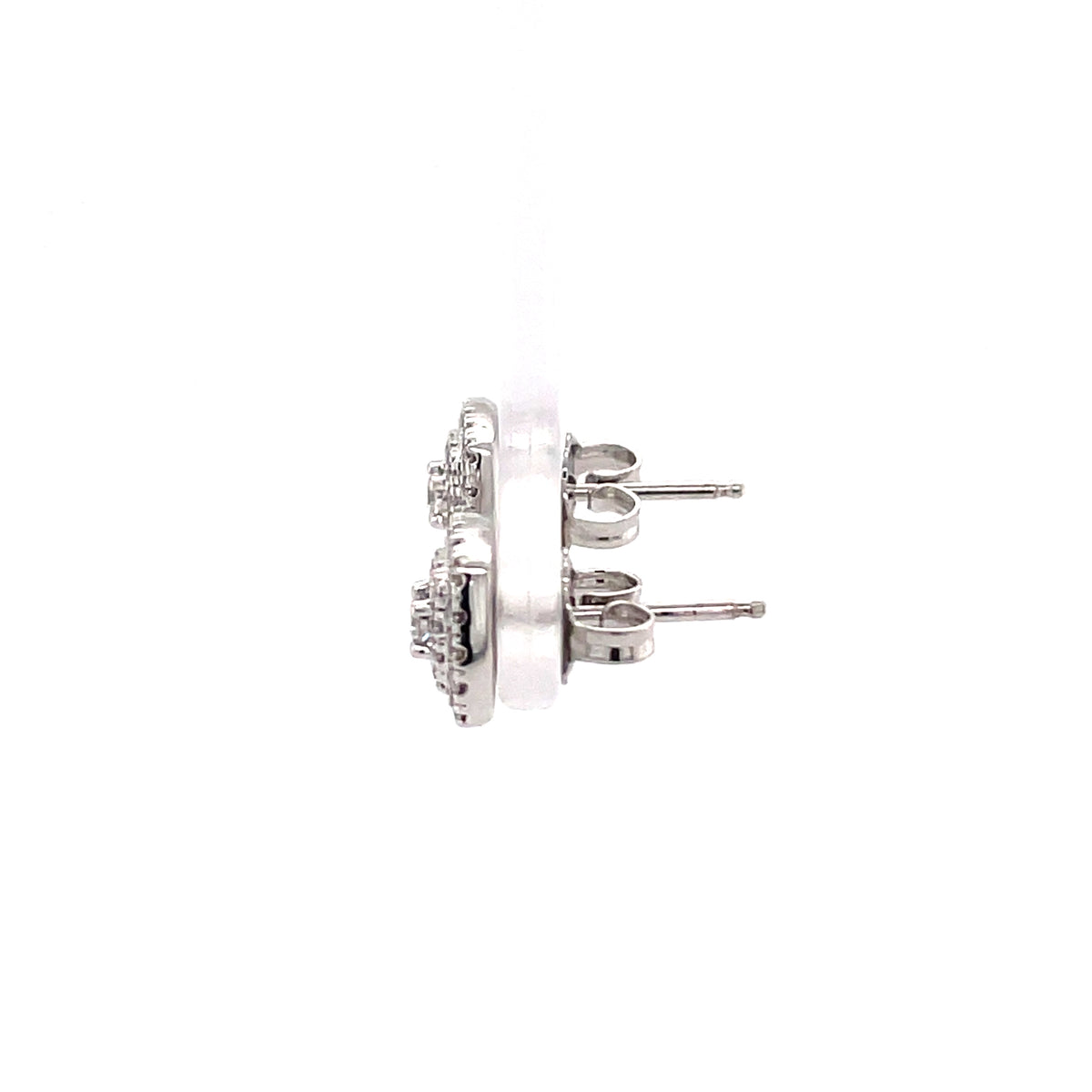 Square Shaped Diamond Cluster 18ct Earrings