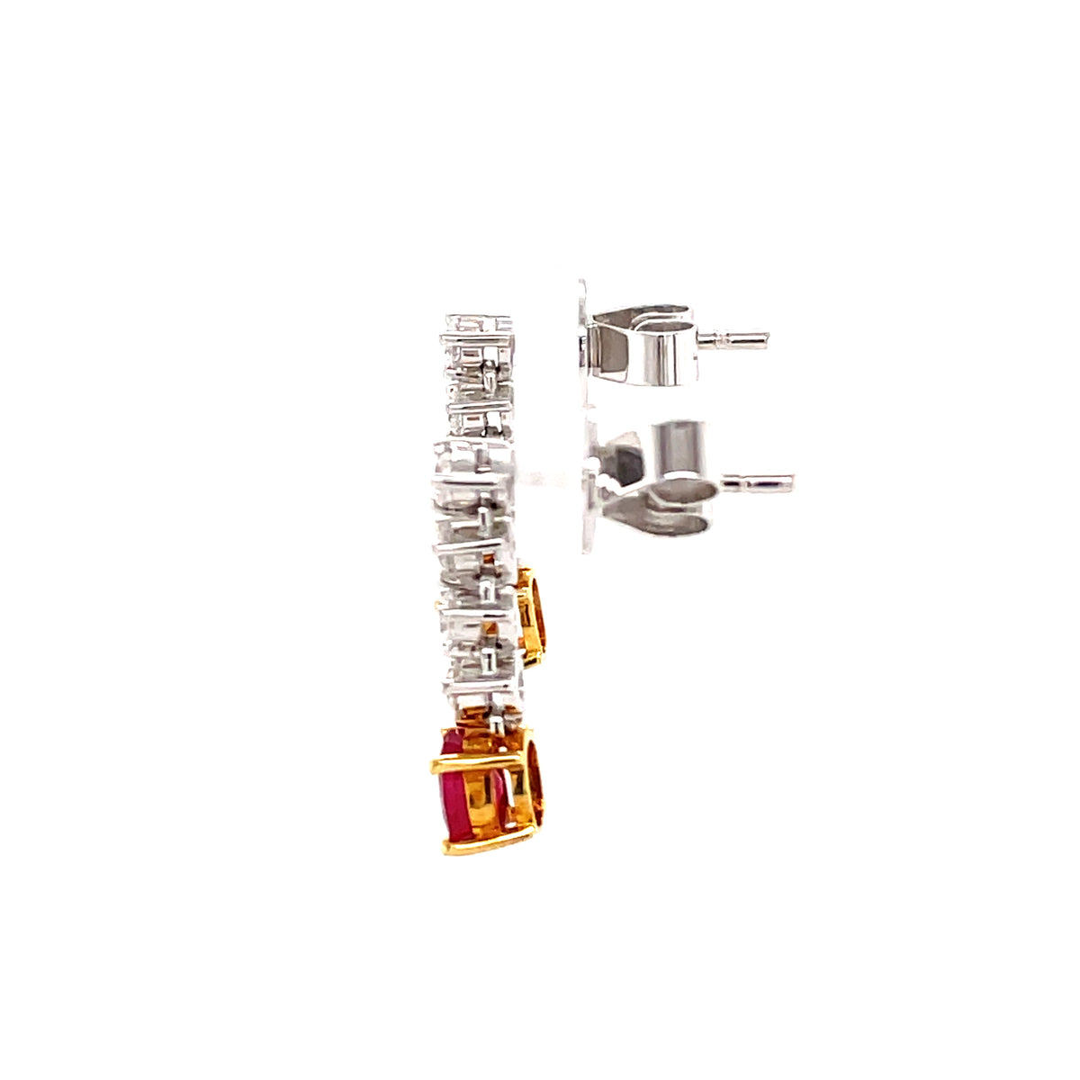 Ruby & Diamond Drop 18ct Earrings