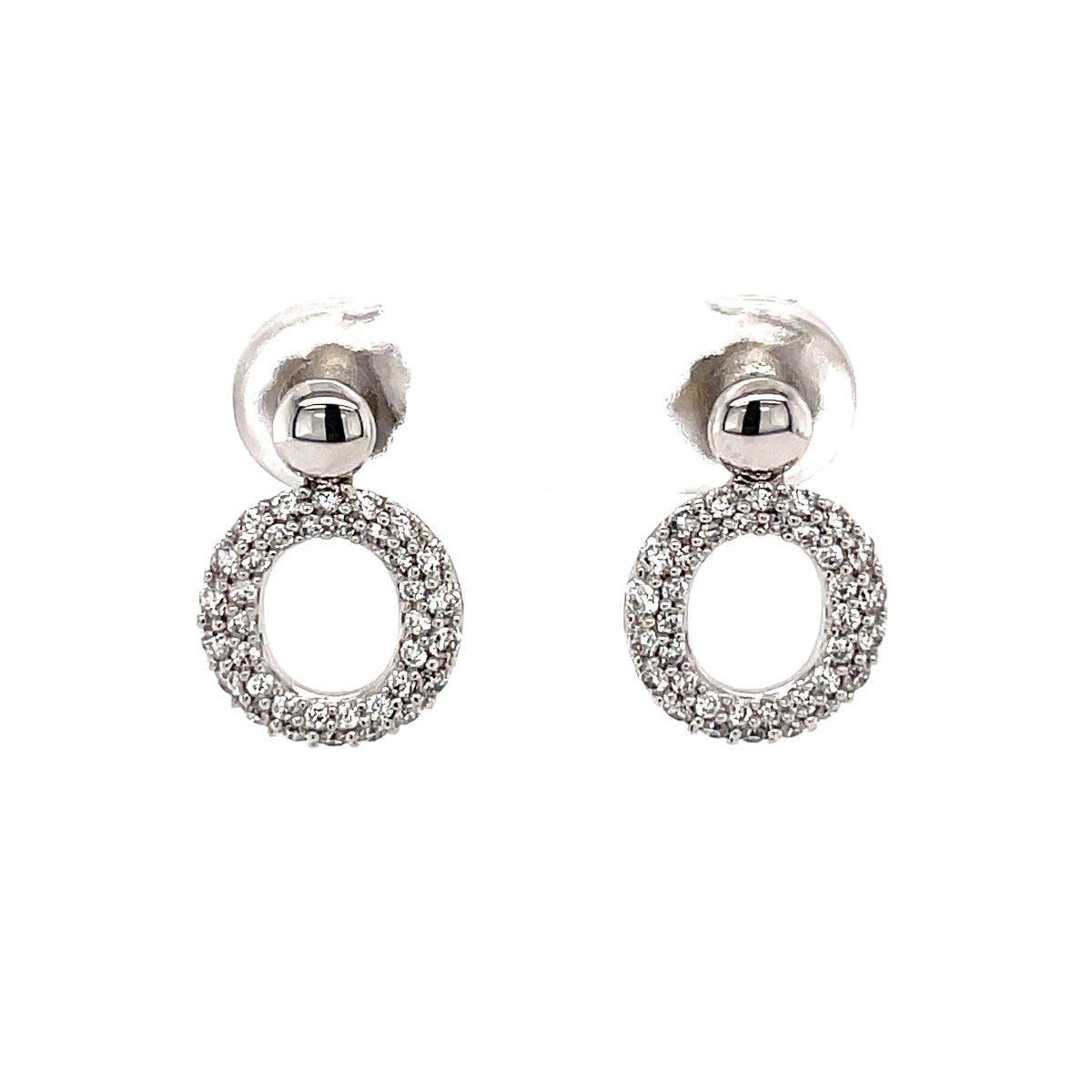 Diamond Circle Drop 18ct Earrings
