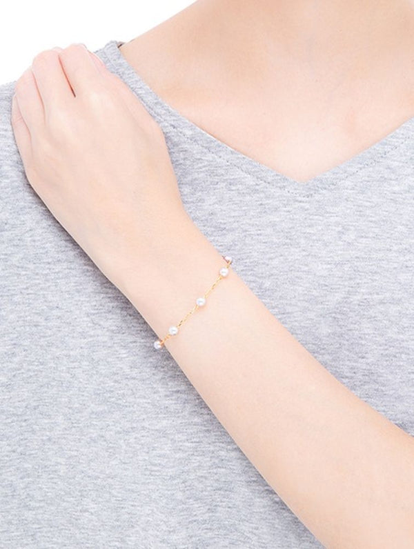 Mikimoto Pearl Chain Bracelet - Yellow Gold
