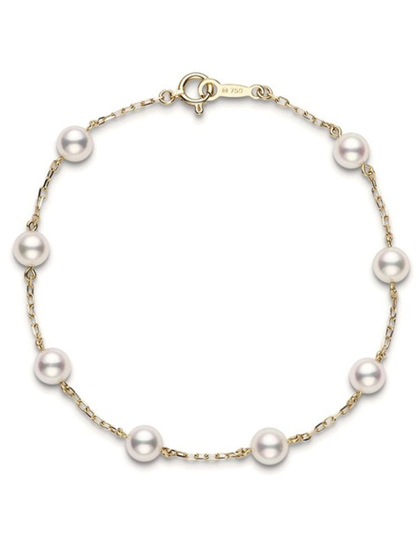 Mikimoto Pearl Chain Bracelet - Yellow Gold