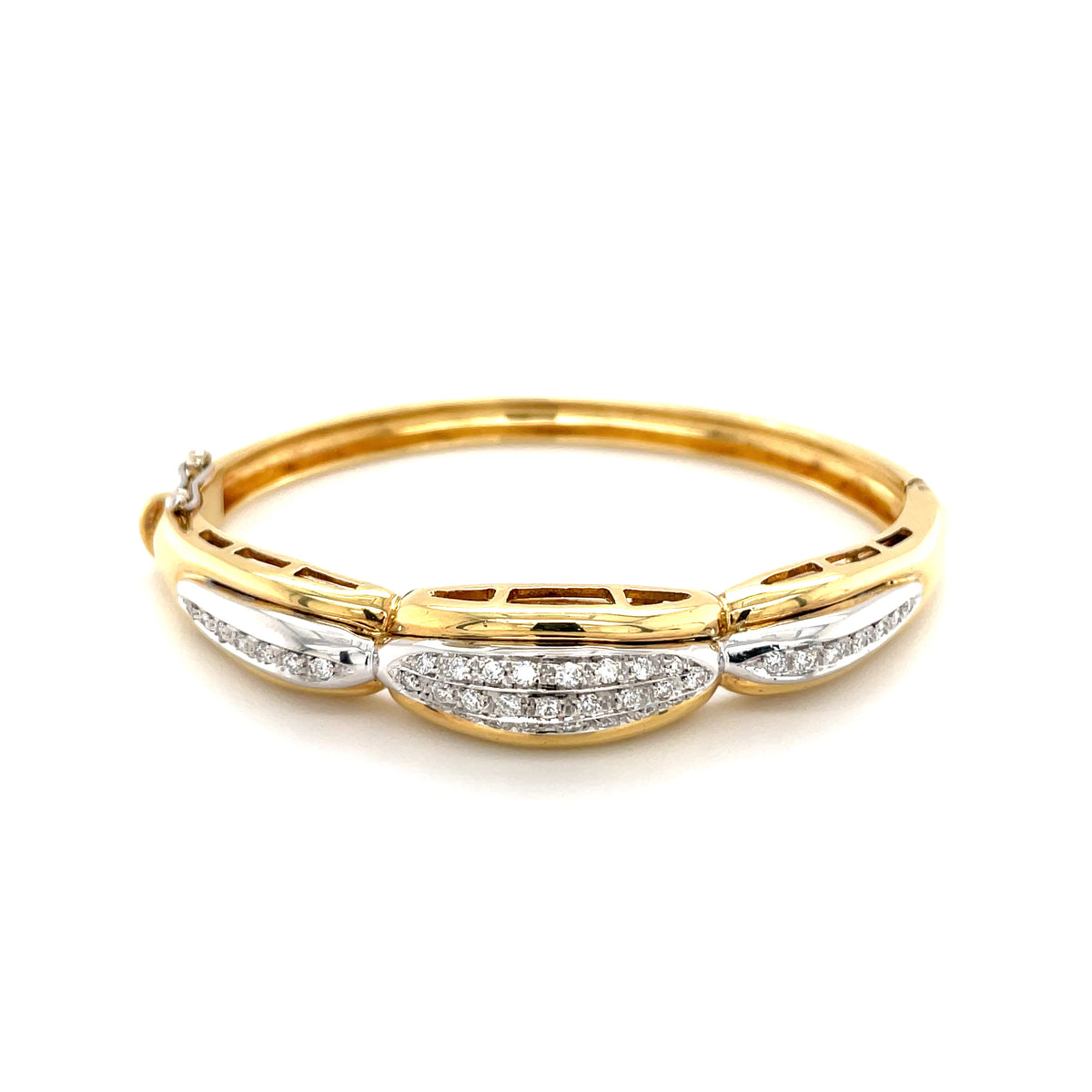 Diamond Design 18ct Hinged Bangle