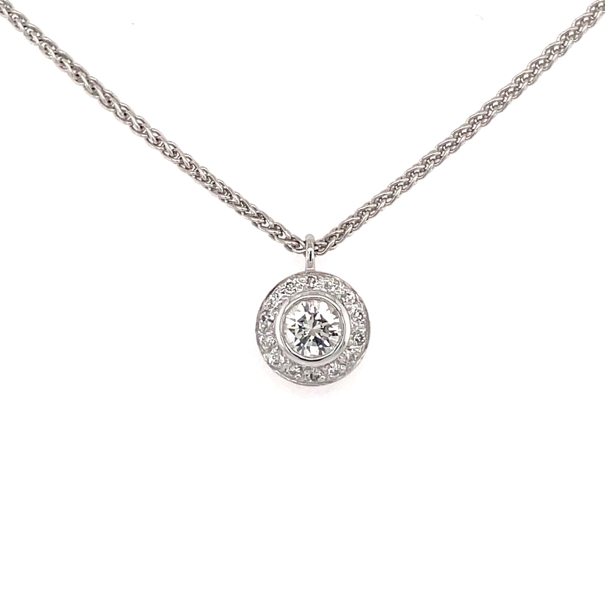 Rub Over Diamond 18ct Pendant