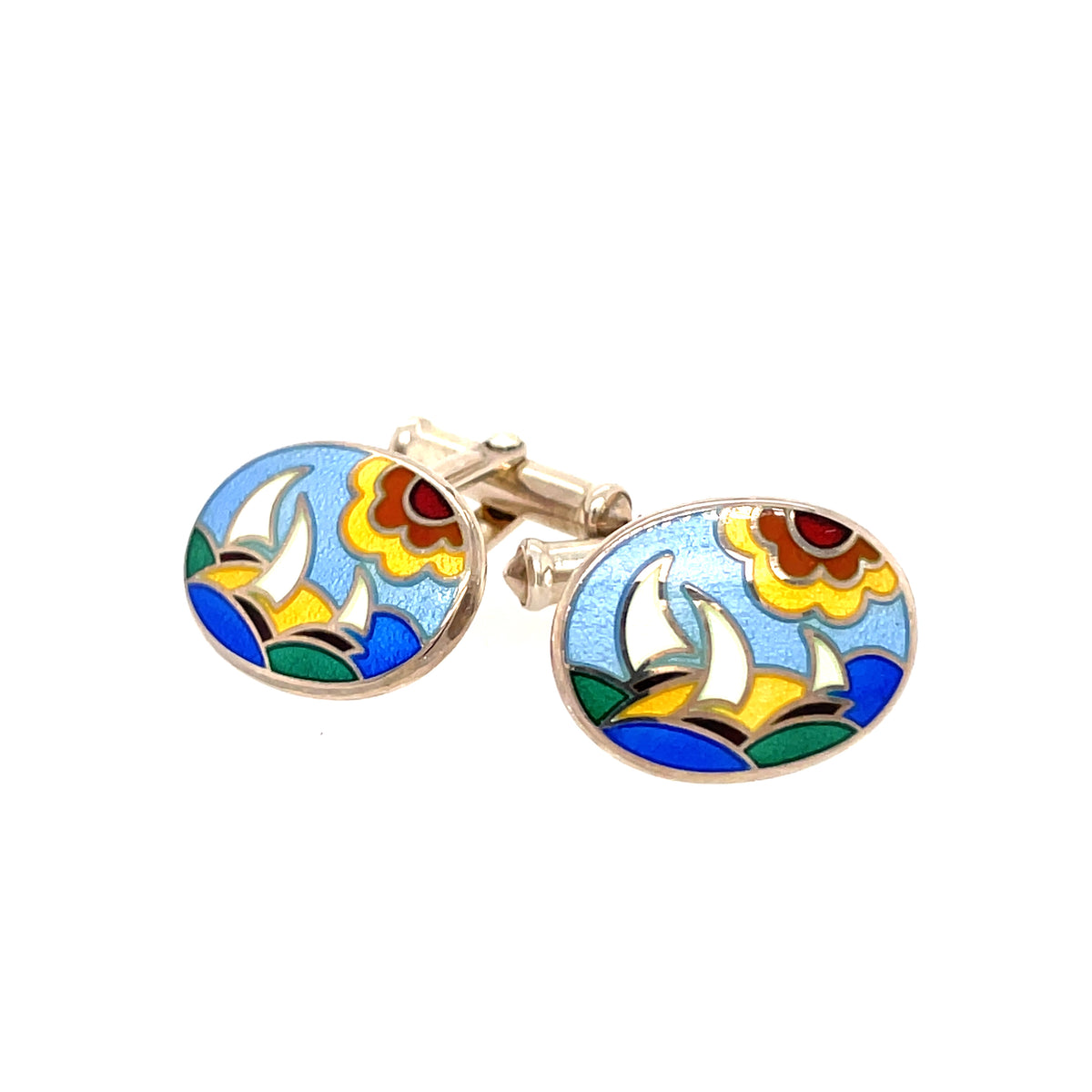 Clifton Enamel Silver Cufflinks