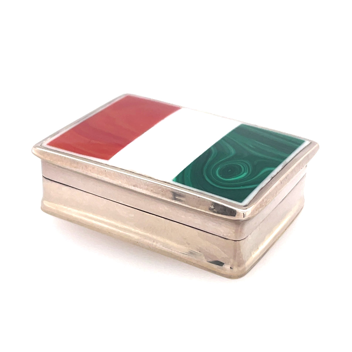 Enamel Top Silver Trinket Box