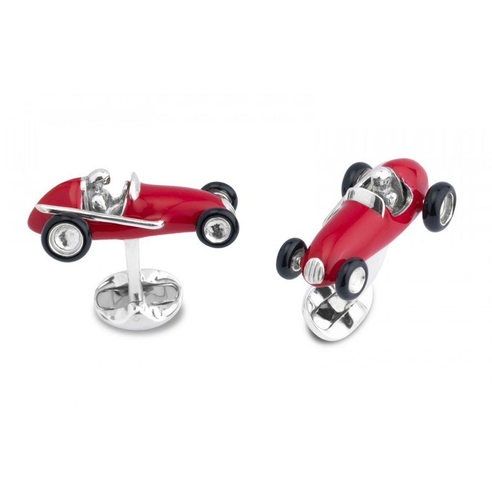 Deakin & Francis Silver Racing Car Cufflinks